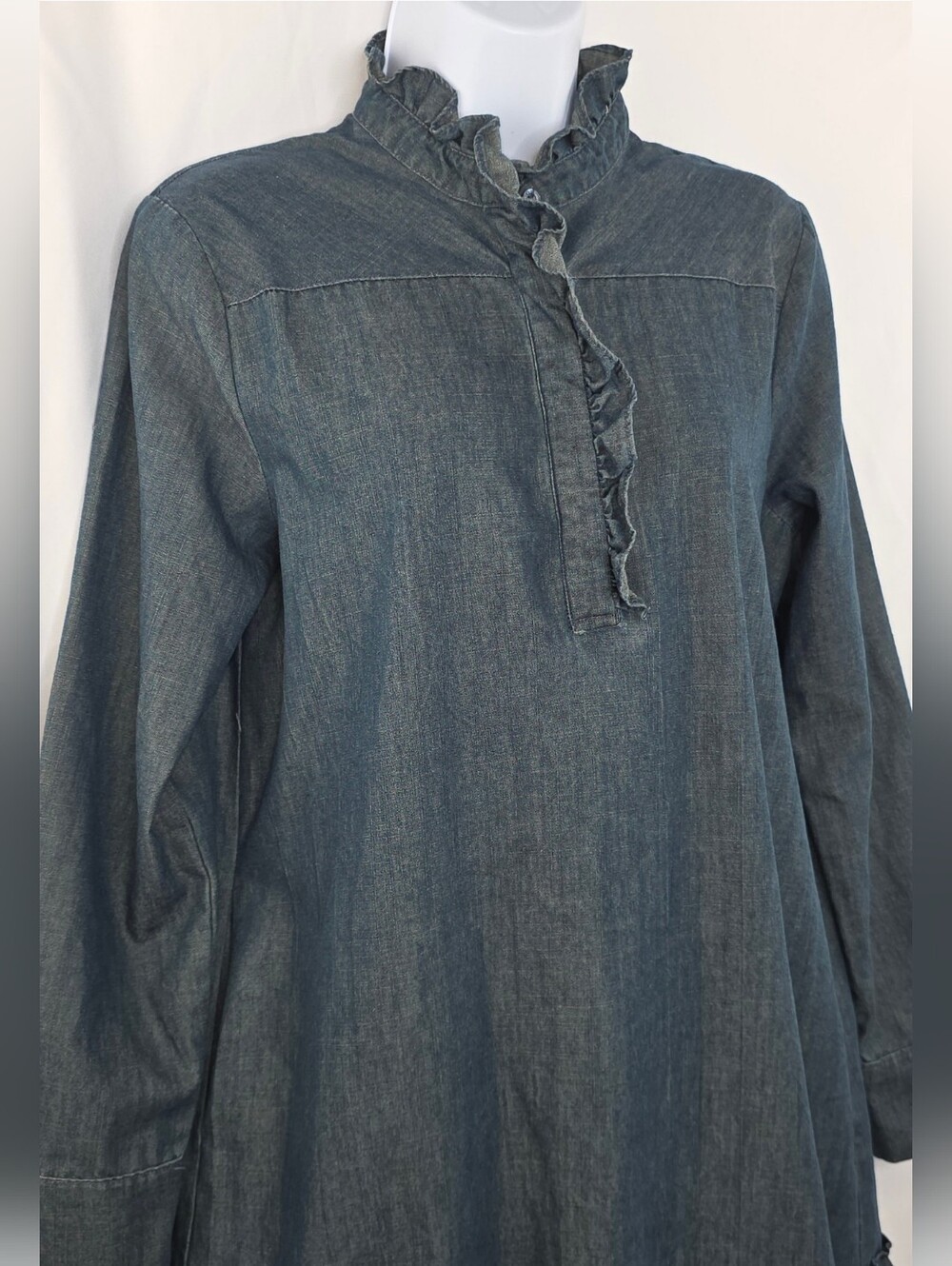 Herrlicher XS Ruffle Yoke Short Denim Antke Dress 3809-CW - Picture 7 of 12